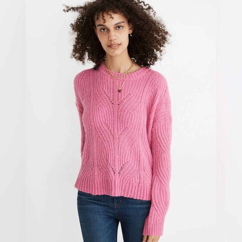 Madewell Charley Pullover Sweater Heather Petunia Pink Soft size XL